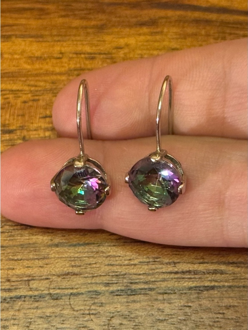 Mystic Topaz Sterling Round Drop Earrings - Picture 7 of 15